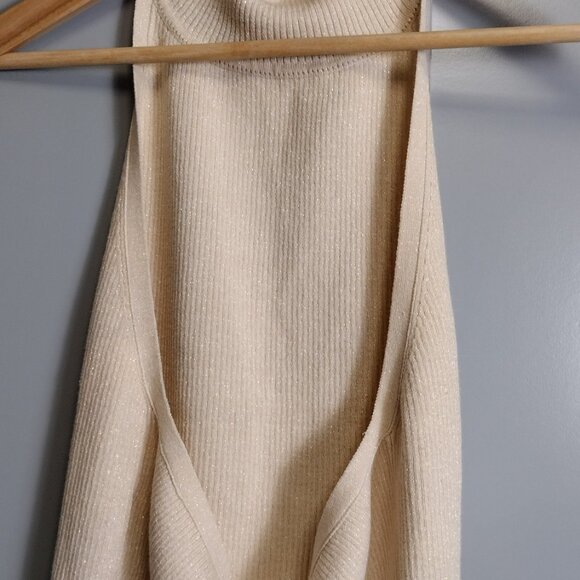 GAP Stretch Gold Shimmer Open Back Turtleneck Top XL - Picture 7 of 12